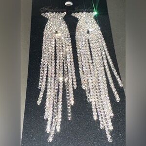 Rhinestone Earrings, dangle style for pierced ears.